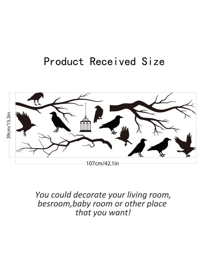 SUPERDANT Raven Wall Decal Crow Decor Gothic Wall Decals Tree Branch Stickers Black Diy Wall Art Decorations For Family Themed Tree Wall Living Room Tv Decor Wall Sticker Vinyl Transfer - Image 3