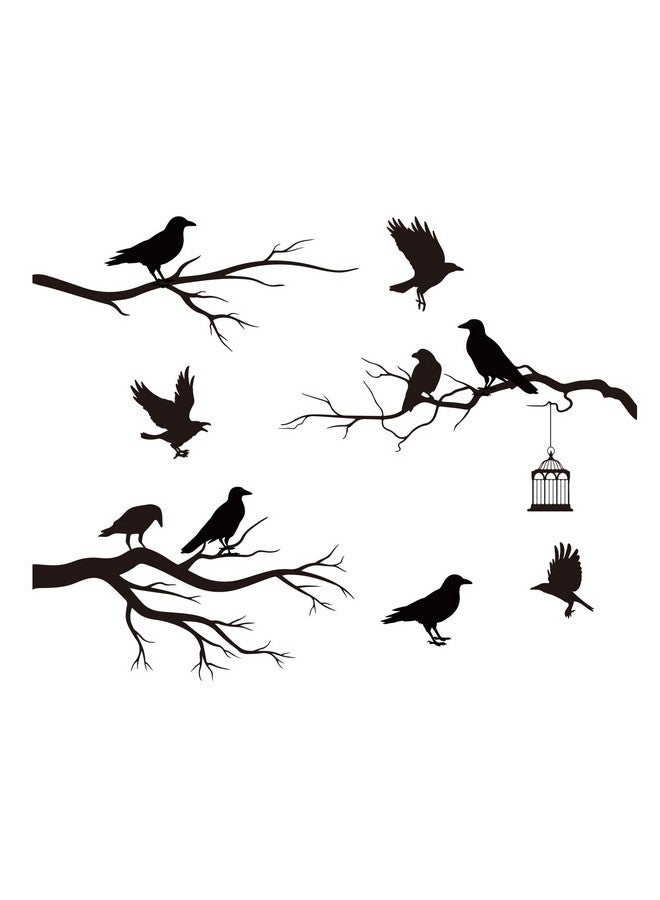 SUPERDANT Raven Wall Decal Crow Decor Gothic Wall Decals Tree Branch Stickers Black Diy Wall Art Decorations For Family Themed Tree Wall Living Room Tv Decor Wall Sticker Vinyl Transfer - Image 2