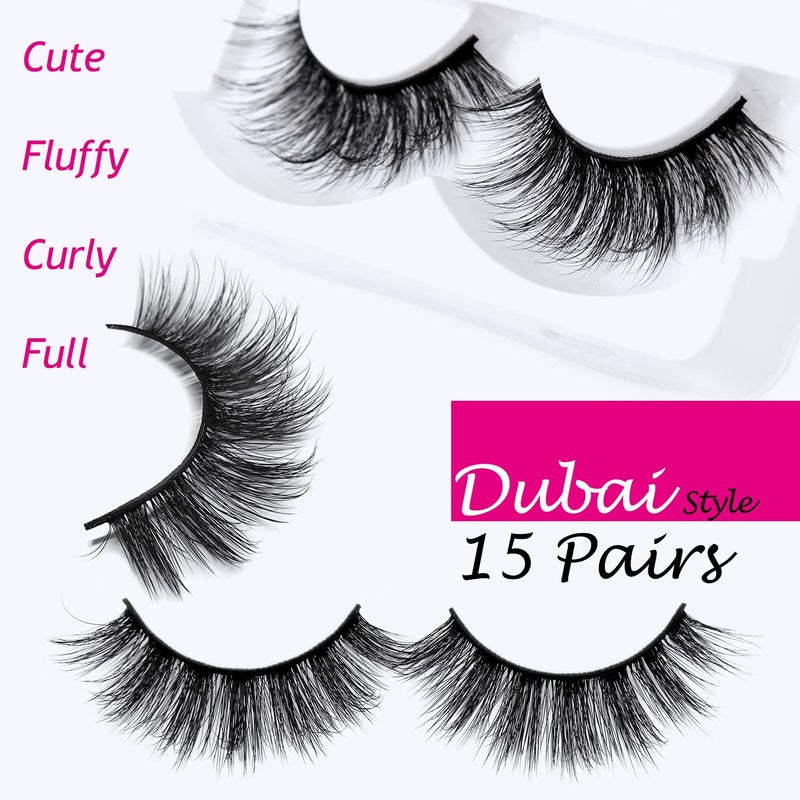Eliace Lashes Wispy Luxury False Eyelashes Wispies Natural 3D Mink Eyelashes Faux Mink Lashes Fluffy Cat Eye Lashes Pack Professional Fake Eye lashes Natural Look Reusable Strip Lashes 15 Pairs Dubai - Image 4