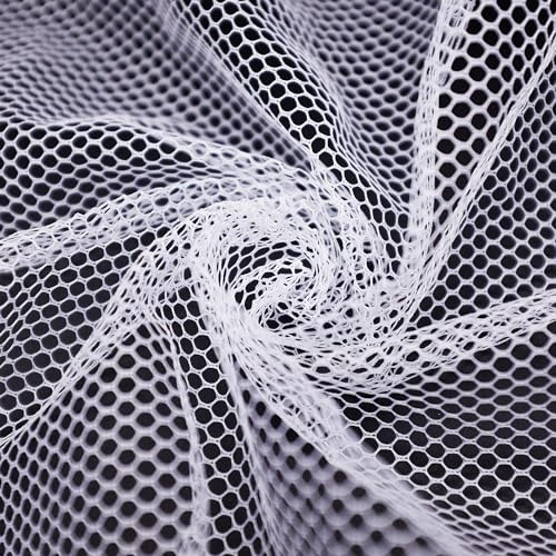 VoizVony 29.5 x 59 Inch White Mesh Fabric Slightly Stretchy for Sewing Projects, Shopping Bag, Backpack Pocket and Straps and Netting Clothes - Image 1