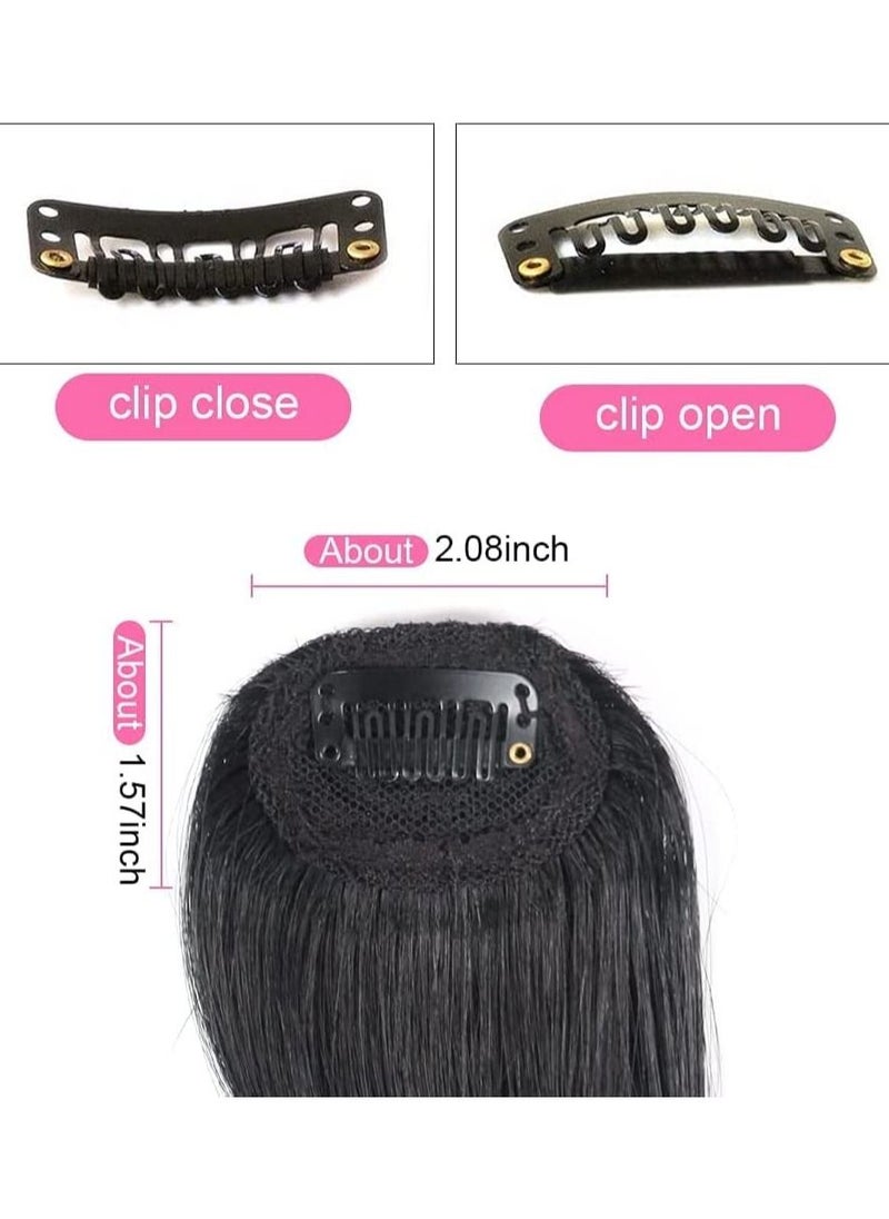 Estelle 2 Pieces Wave Side Bang Clip in Bangs Real Human Hair Wave Fringe Hair Extensions Jet Black  - Image 3