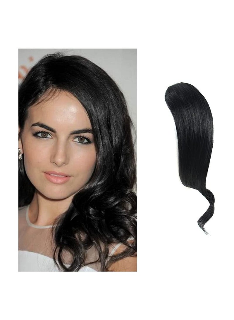 Estelle 2 Pieces Wave Side Bang Clip in Bangs Real Human Hair Wave Fringe Hair Extensions Jet Black  - Image 1