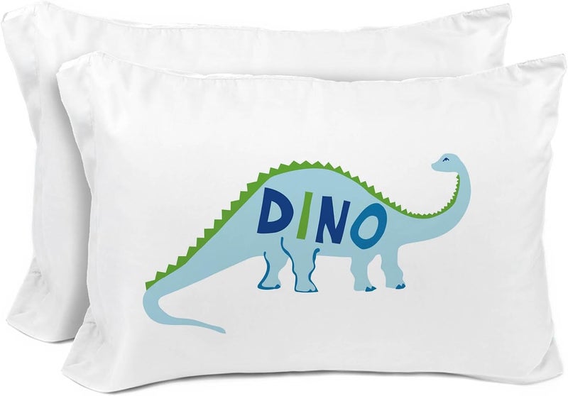 Sunny Side Up Dino Roar 2 Pack Reversible Pillowcases - Double Sided Pillow Covers, Kids Super Soft Dinosaur Bedding - Image 1