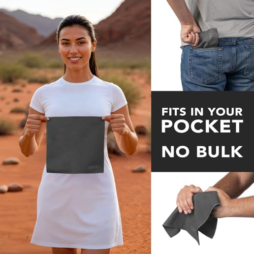 DRYKI Sweat Absorbing Handkerchiefs - The Original Pocket-Sized Sweat Towels - Quick-Dry Microfiber Sweat Rags for Face, Hands, & Body - Men & Women - Gym, Sports, and Work (Dark Grey: 5 Pack) - Image 4
