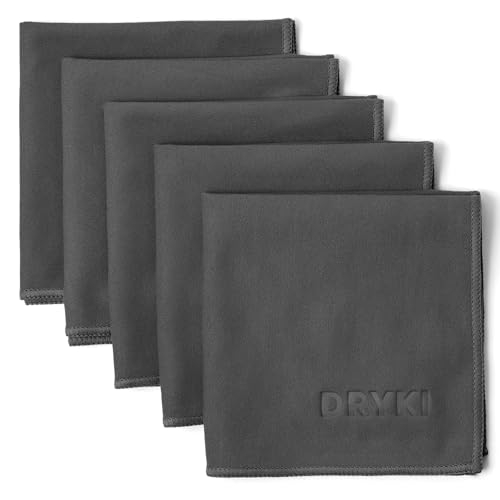 DRYKI Sweat Absorbing Handkerchiefs - The Original Pocket-Sized Sweat Towels - Quick-Dry Microfiber Sweat Rags for Face, Hands, & Body - Men & Women - Gym, Sports, and Work (Dark Grey: 5 Pack) - Image 1
