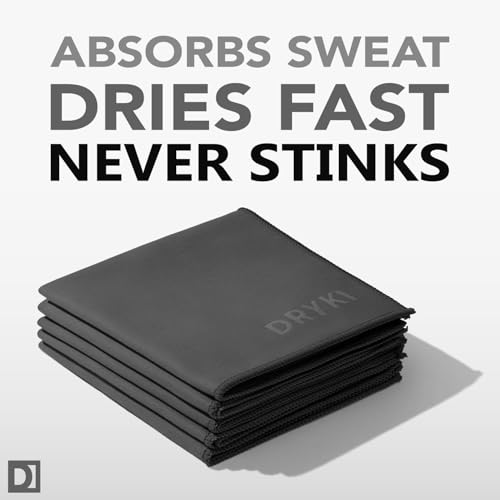 DRYKI Sweat Absorbing Handkerchiefs - The Original Pocket-Sized Sweat Towels - Quick-Dry Microfiber Sweat Rags for Face, Hands, & Body - Men & Women - Gym, Sports, and Work (Dark Grey: 5 Pack) - Image 3