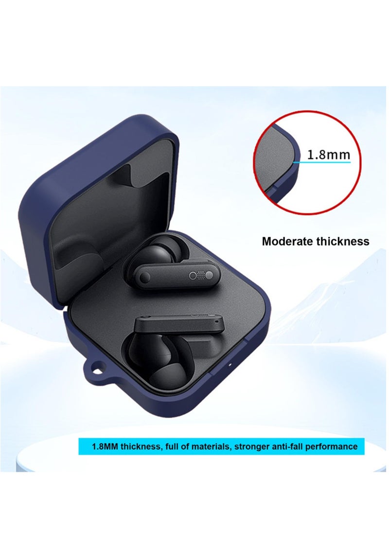 Silicone Case  Compatible with CMF By Nothings Buds Headphone Protective Case for Wireless Headphones with Carabiner Anti-Drop Headset Case (Blue)