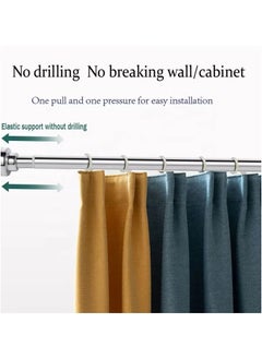 Generic Shower Curtain Rod Tension Adjustable Curtain Rod–Rustproof 304 Stainless Steel Curtain Rod, Upgraded Anti-Slip Telescopic Spring Tension Curtain Rod, No Drilling Extendable Pole  - Image 2