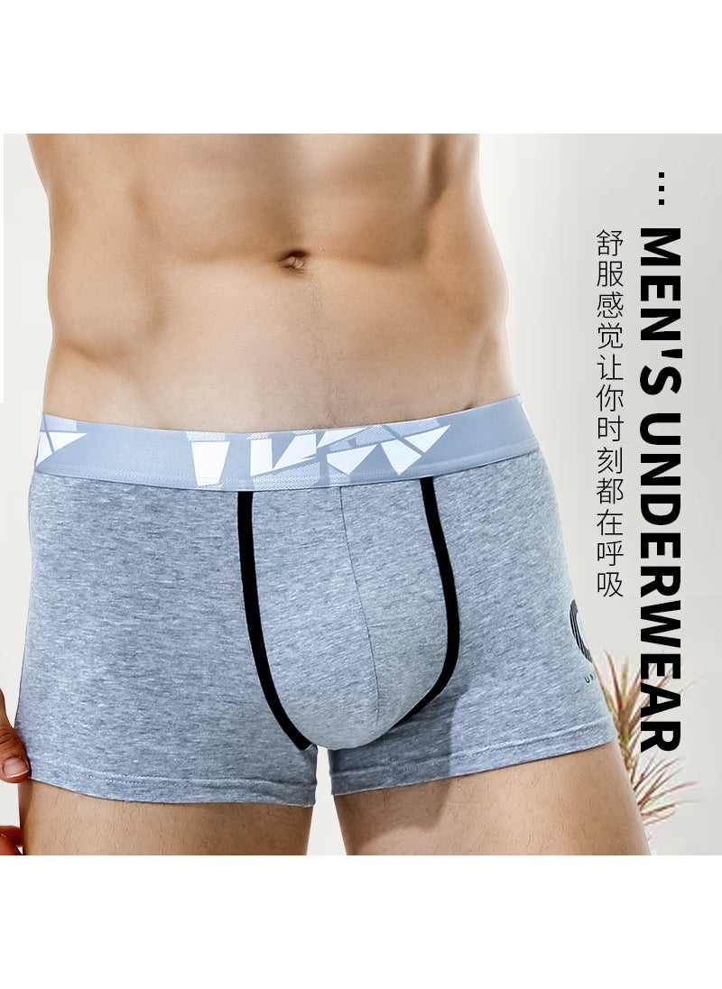 Generic Mens Underwear Mens Pure Cotton Underpants Boxers Personalized Youth Boxer Shorts Breathable Summer Thin Fashionable Tight Pants Grey  - Image 4
