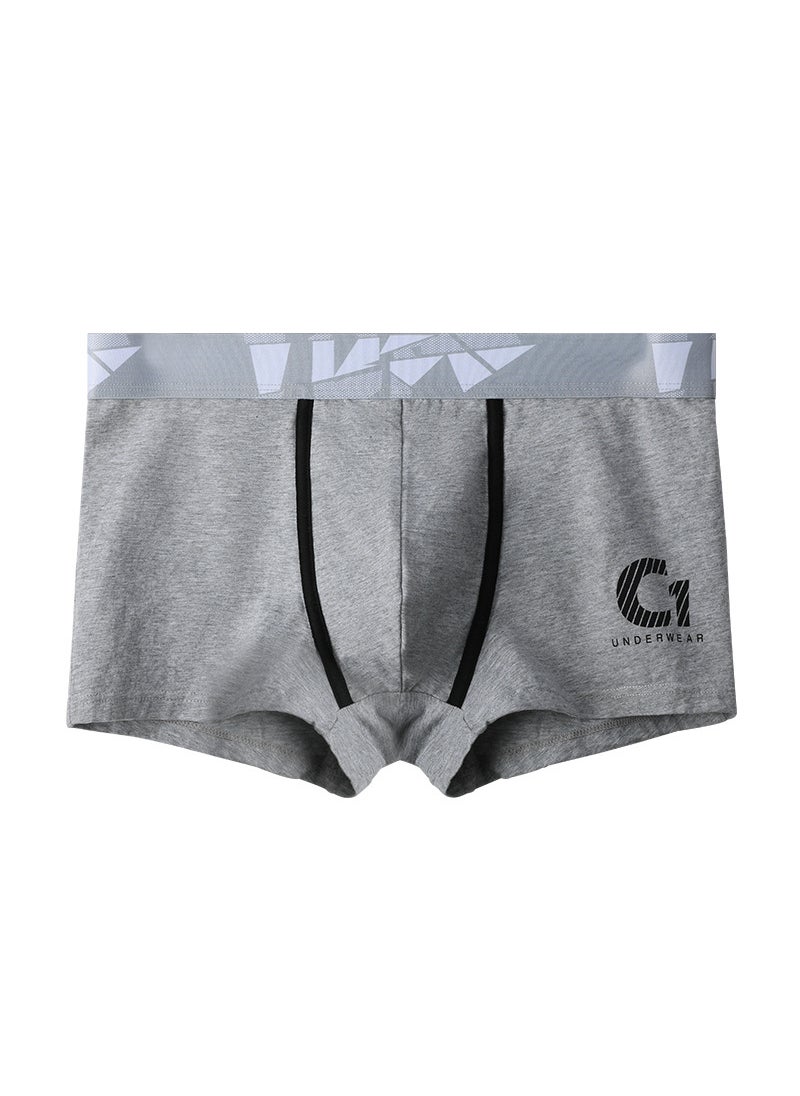 Generic Mens Underwear Mens Pure Cotton Underpants Boxers Personalized Youth Boxer Shorts Breathable Summer Thin Fashionable Tight Pants Grey  - Image 1