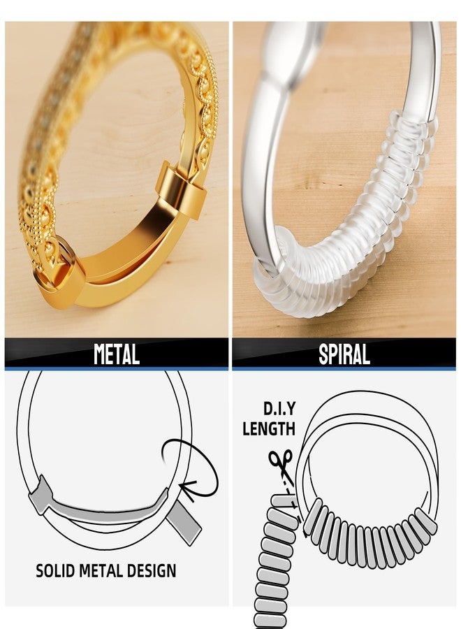 Omilly Filled Metal Ring Guard for Loose Rings, 12 Piece Set with 2 Styles (Metal Ring Guards, Spiral Coils), Ring Spacer Fits Ring Widths 1-10mm, Invisible Resizing Solution for Women & Men - Image 5