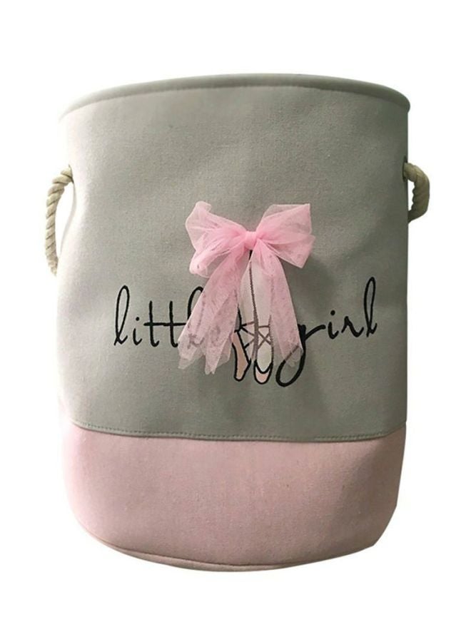 Foldable Barrel Clothing Storage Laundry Basket Grey/Pink 35x40centimeter - Image 1