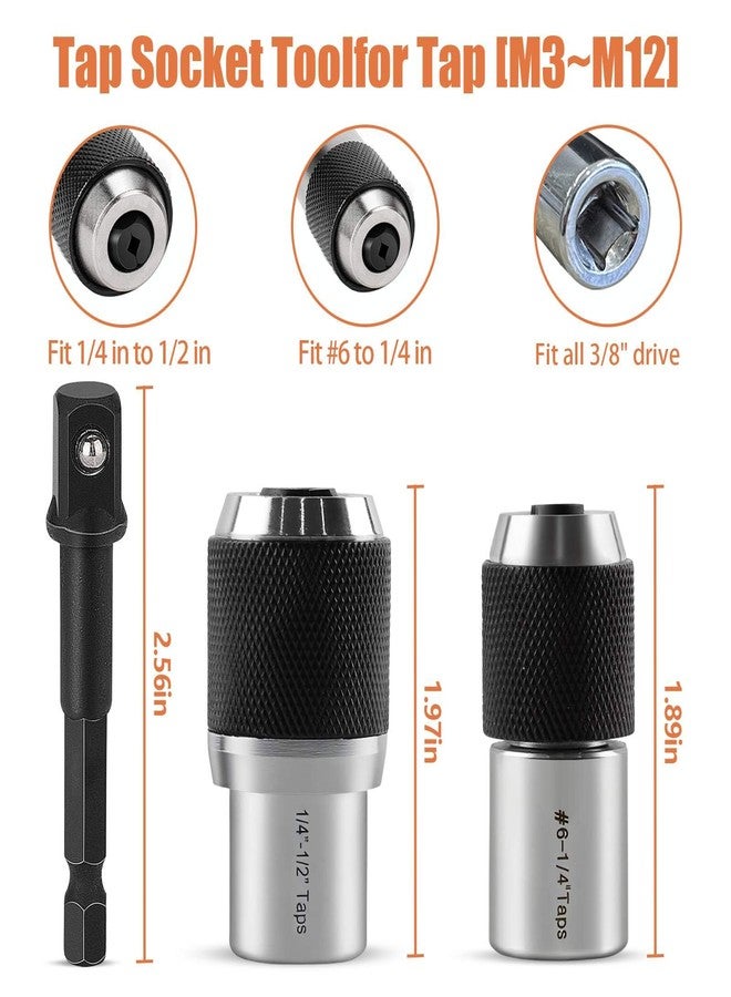 PPZ Tap Socket Set 3pcs with Adjustable Jaws, 3/8" Drive Tap Handle Tool for Reamers, Screw Extractors (#6-1/2"), Tap Extractor Set, Ratcheting Tap Handle - Image 2