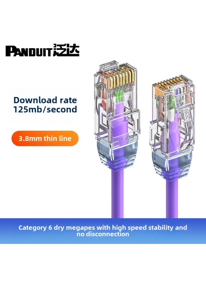 Generic Fanda Panduit Class 6 Fine Network Cable Unshielded Finished Jumper Home Router Computer Broadband Gigabit-Color:Hibiscus Purple-Line Length:5m  - Image 1