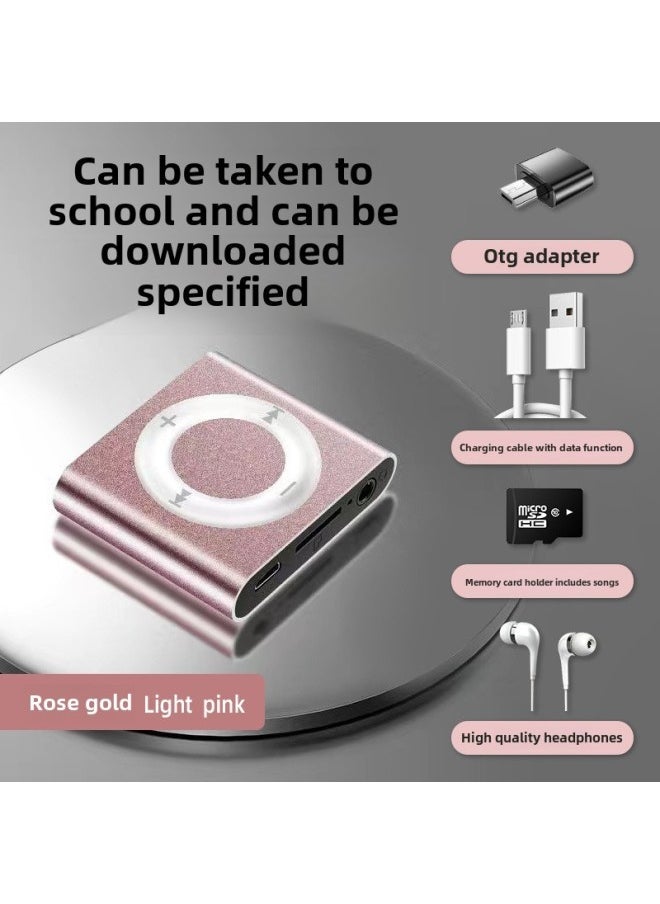 Designated Download Student Mp3 Walkman Music Player Listening Artifact English Listening Sports Small Mp4-Body Color:Can Be Brought With School Rose Gold [5 Hours Of Battery Life]-Memory Capacity:Can Save 12,000 Songs + Listening To Music Four-piece Set - Image 1