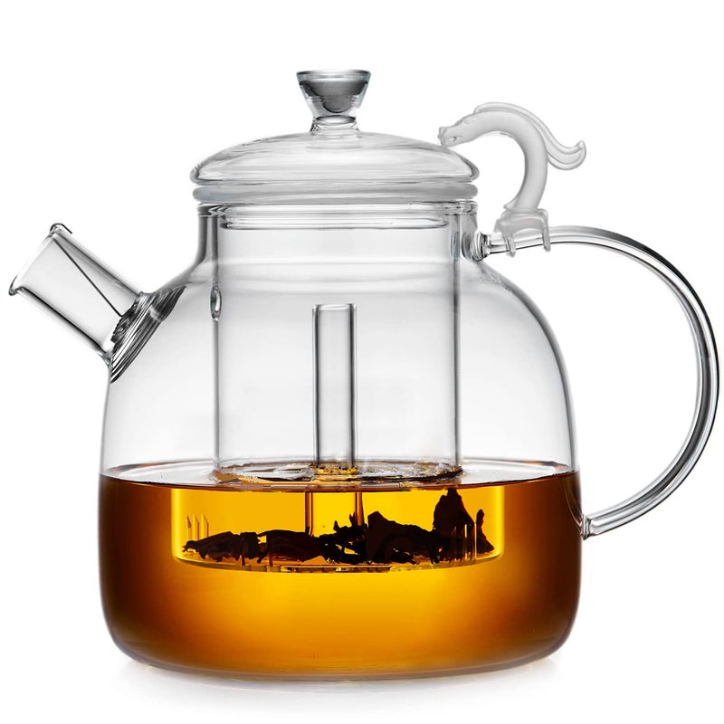 68OZ Glass Teapot Large Glass Tea Pot With Infuser Kettle For Stove Top Tea Cup With Infuser For Loose Leaf Tea Steeper 2000ML Dishwasher Safe