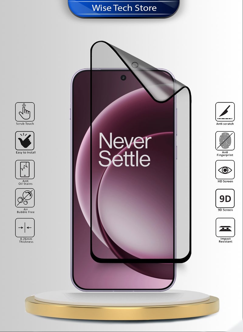 Wtech OnePlus 15 5G 2025 Premium Nano Ceramic Full Glue Full Cover Matte Flexible Screen Protector (MSCNMN) - Clear/Black - Image 2