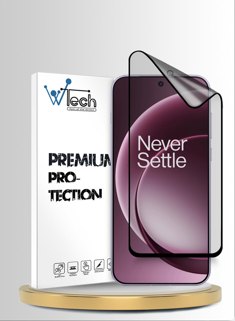 Wtech OnePlus 15 5G 2025 Premium Nano Ceramic Full Glue Full Cover Matte Flexible Screen Protector (MSCNMN) - Clear/Black - Image 1