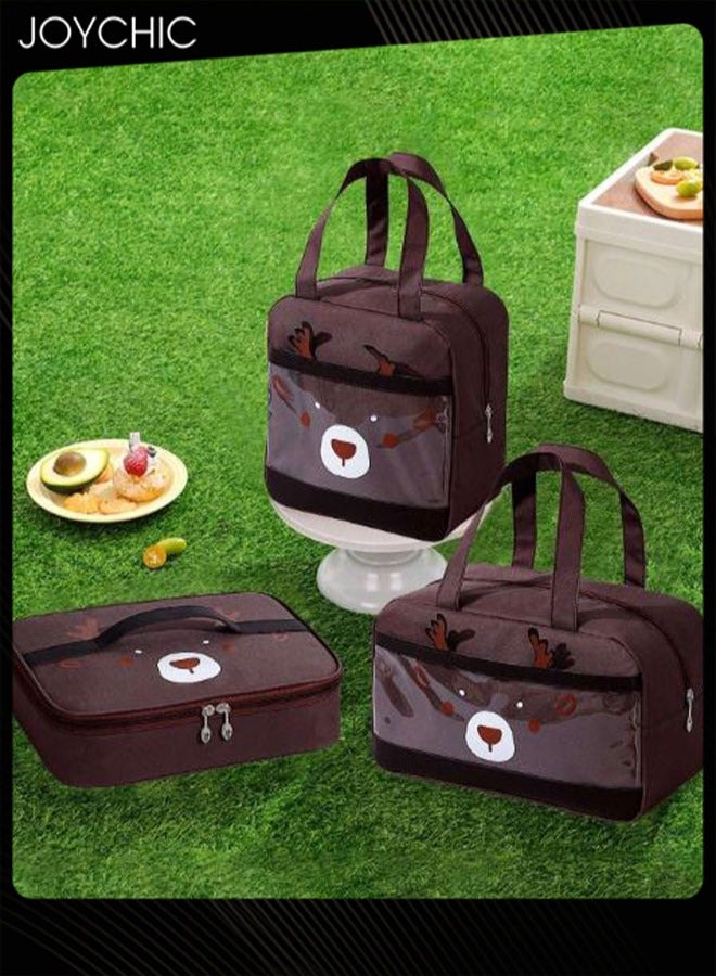 Joychic حقيبة عزل طعام متعددة الوظائف من أكسفورد مكونة من 3 قطع للحفاظ على الدفء والانتعاش، حقيبة غداء قابلة لإعادة الاستخدام للمدرسة والمكتب والنزهات الخارجية - Image 1