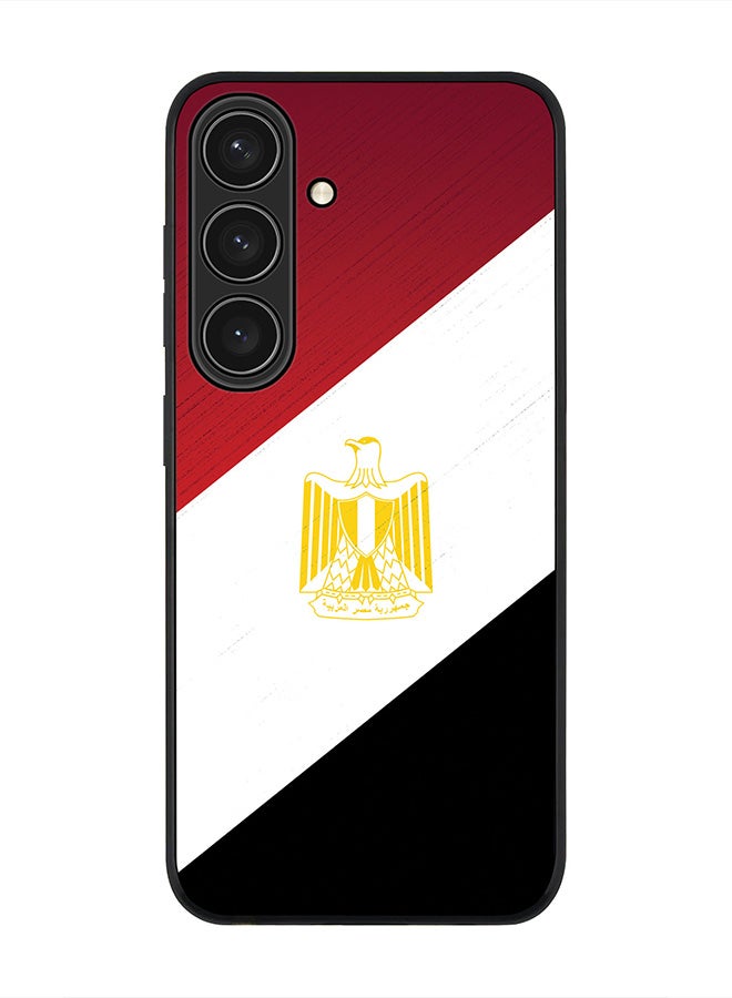Stylizedd Rugged Black edge case for Samsung Galaxy S24, Slim fit Soft Case Flexible Rubber Edges Anti Drop TPU Gel Thin Cover- Flag Of Egypt - Image 1