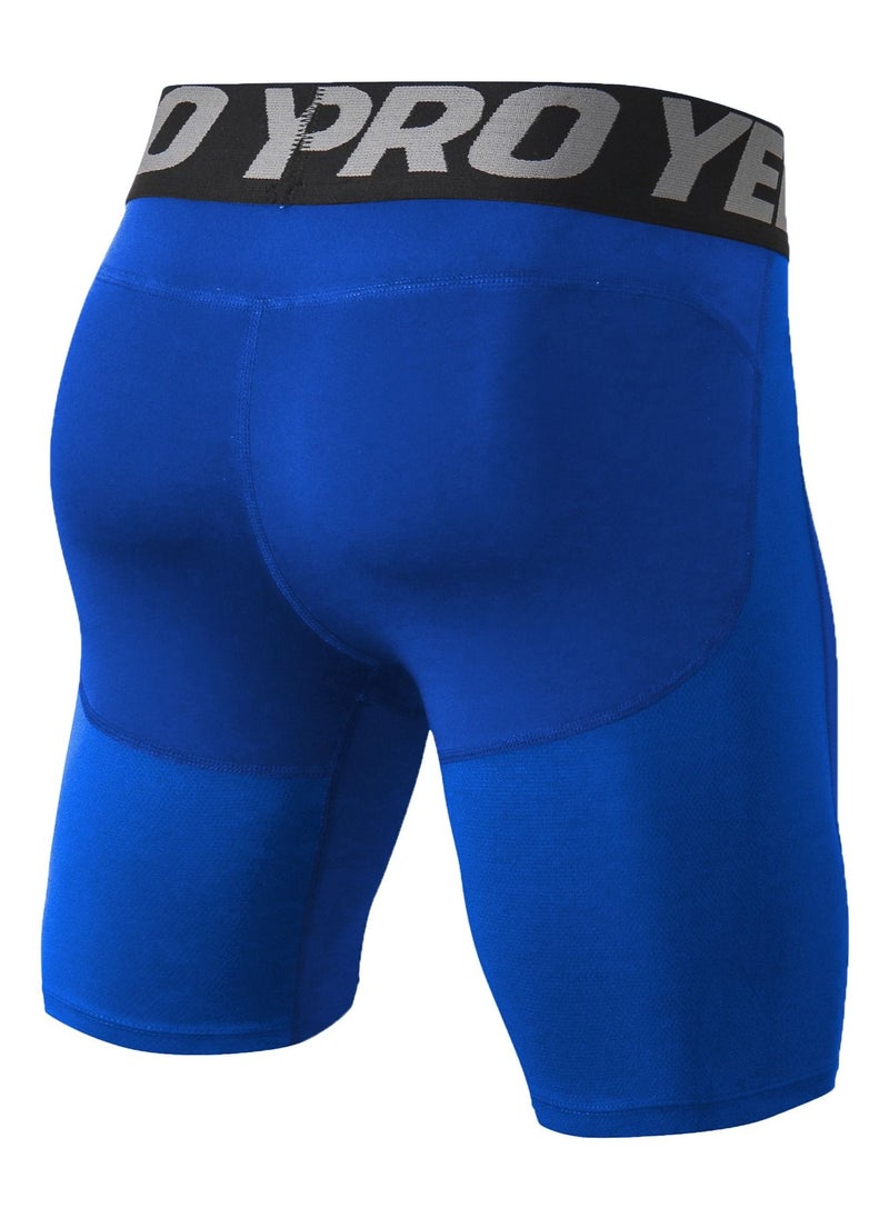 Loquat Men Quick Dry Breathable Elastic Running Shorts Blue  - Image 2