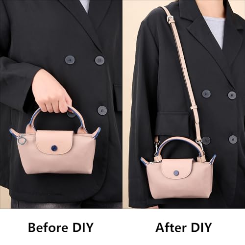 KOMHPS Purse Straps Replacement, Leather Handbag Crossbody Shoulder Strap Kit Adjustable for Mini Longcamp Tote Bag Women - Image 4
