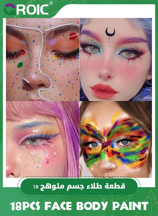 GROIC 42 Colors Face Painting Kit Non-toxic Body Paint Washable Facepaint Makeup Kit with 2 Face Paint Brushes,Party Cosplay Makeup Tools,Water Based Facepaints Makeup Palette - Image 4
