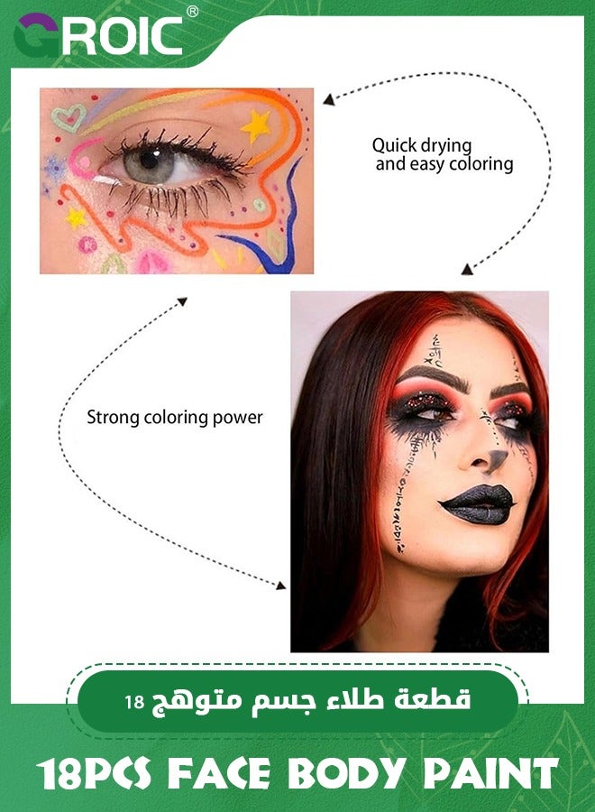 GROIC 42 Colors Face Painting Kit Non-toxic Body Paint Washable Facepaint Makeup Kit with 2 Face Paint Brushes,Party Cosplay Makeup Tools,Water Based Facepaints Makeup Palette - Image 2