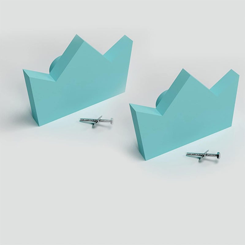 FLY FROG Crown-Themed MDF Wood Knobs for Kids' Rooms, Wardrobes, Doors, and Cabinets – Set of 2 Drawer Handles (Crown-Blue) - Image 1