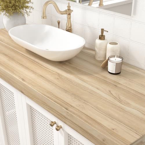 WESTICK Light Wood Contact Paper for Countertops Waterproof Matte Wood Wallpaper Peel and Stick Vinyl Countertop Contact Paper for Desk Kitchen Cabinets Drawers Shelves Table Walls 24"x118" - Image 3