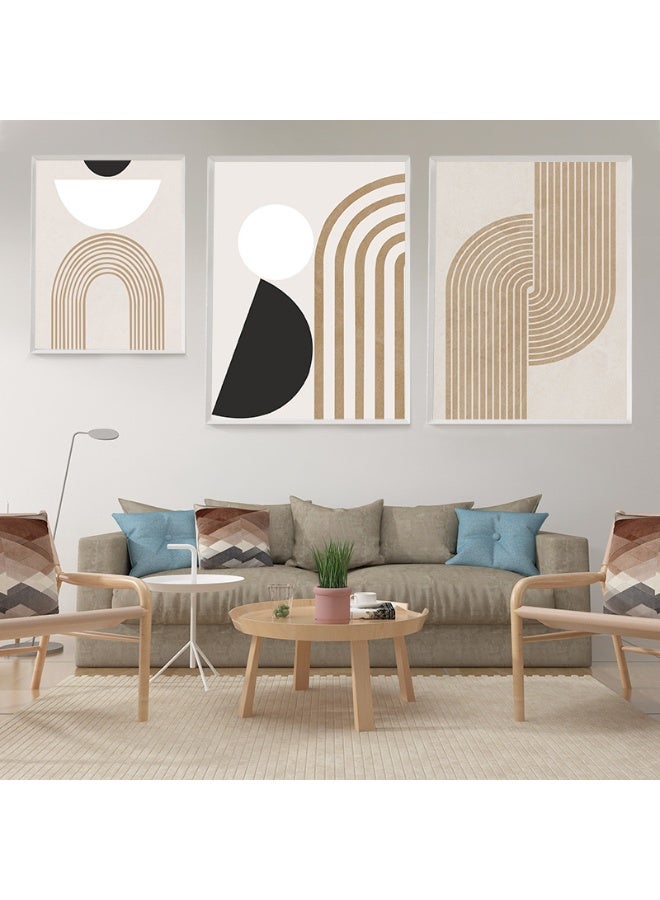 مجموعة من 3 لوحات جدارية من قماش القماش ممددة على إطار خشبي، لوحات أوراق النباتات الاستوائية المجرد، من أجل المنزل، غرفة المعيشة، ديكور المكتب - Image 1