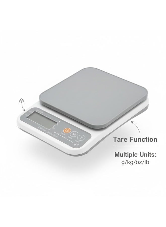 لوكاداه ميزان طعام رقمي بشاشة LCD - ميزان طهي عالي الدقة بسعة 10 كجم مع وظيفة التصفير، وتحويل متعدد الوحدات (جم/أونصة/كجم/رطل)، جهاز وزن طعام محمول للمطبخ للخبز وتحضير الوجبات والاستخدام المنزلي - Image 2