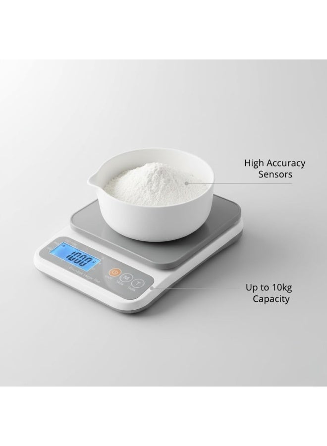 لوكاداه ميزان طعام رقمي بشاشة LCD - ميزان طهي عالي الدقة بسعة 10 كجم مع وظيفة التصفير، وتحويل متعدد الوحدات (جم/أونصة/كجم/رطل)، جهاز وزن طعام محمول للمطبخ للخبز وتحضير الوجبات والاستخدام المنزلي - Image 3