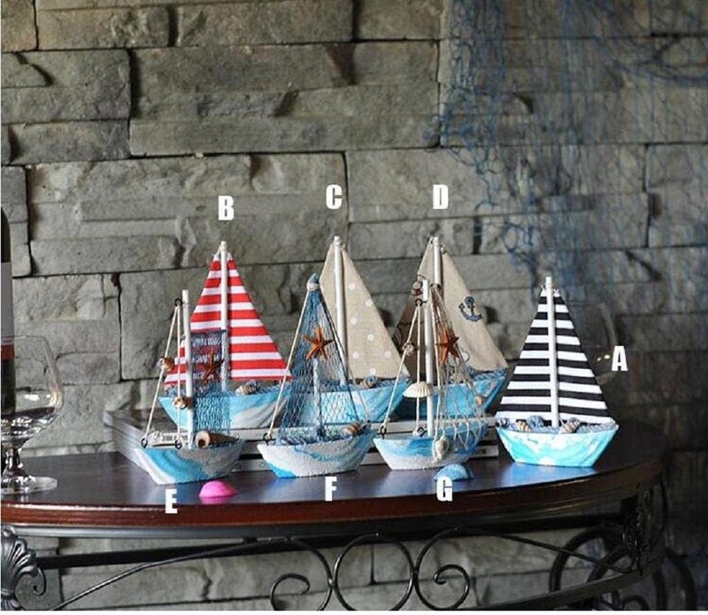 klarako 3Pieces Handcrafted Wooden Nautical Fish Net Sailing Ornament Home Desktop Decor - Image 4