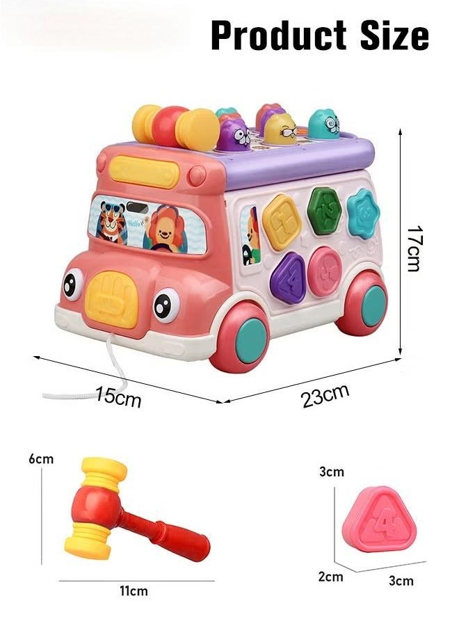 general Toddler Percussion Toys Children's Multifunctional Smart Bus Toy Car Hexahedron Puzzle Tractor Bus Whack-a-Mole Spin Educational Toys Birthday gifts for boys and girls - Image 3