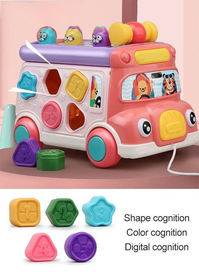 general Toddler Percussion Toys Children's Multifunctional Smart Bus Toy Car Hexahedron Puzzle Tractor Bus Whack-a-Mole Spin Educational Toys Birthday gifts for boys and girls - Image 5