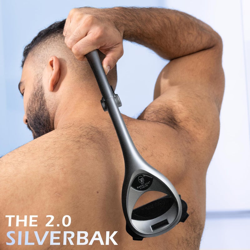 Bakblade 2.0 SilverBak Back Shavers for Men: DIY Hair Shaver, Safety Blade Technology & Ergonomic Handle, Wet & Dry Shaving (Extra Blades Included) - Image 5
