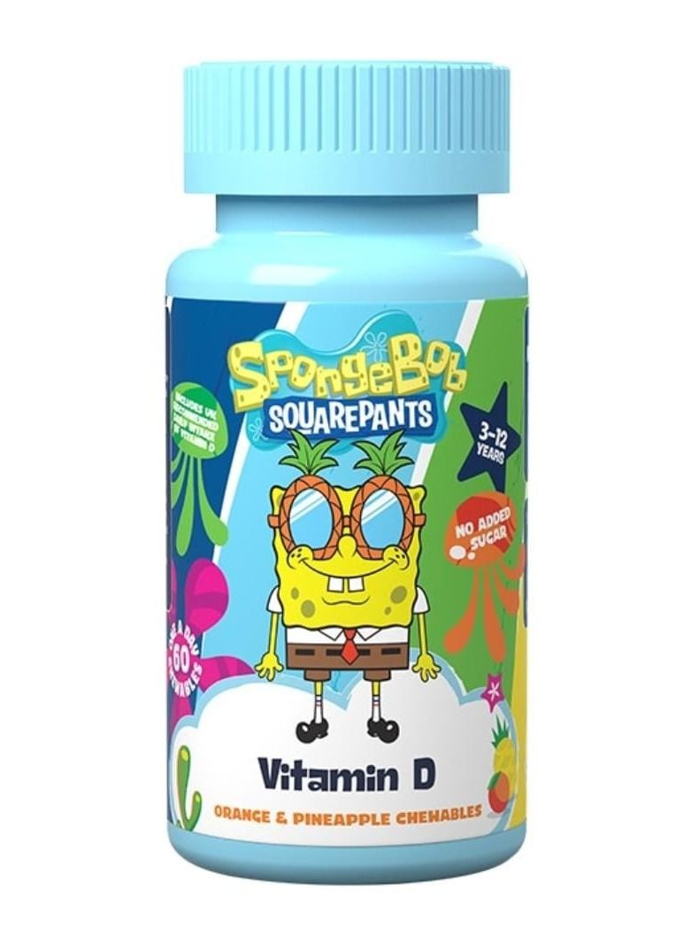 SpongeBob SquarePants Nickelodeon Vitamin D Orange & Pineapple 60 Chewables