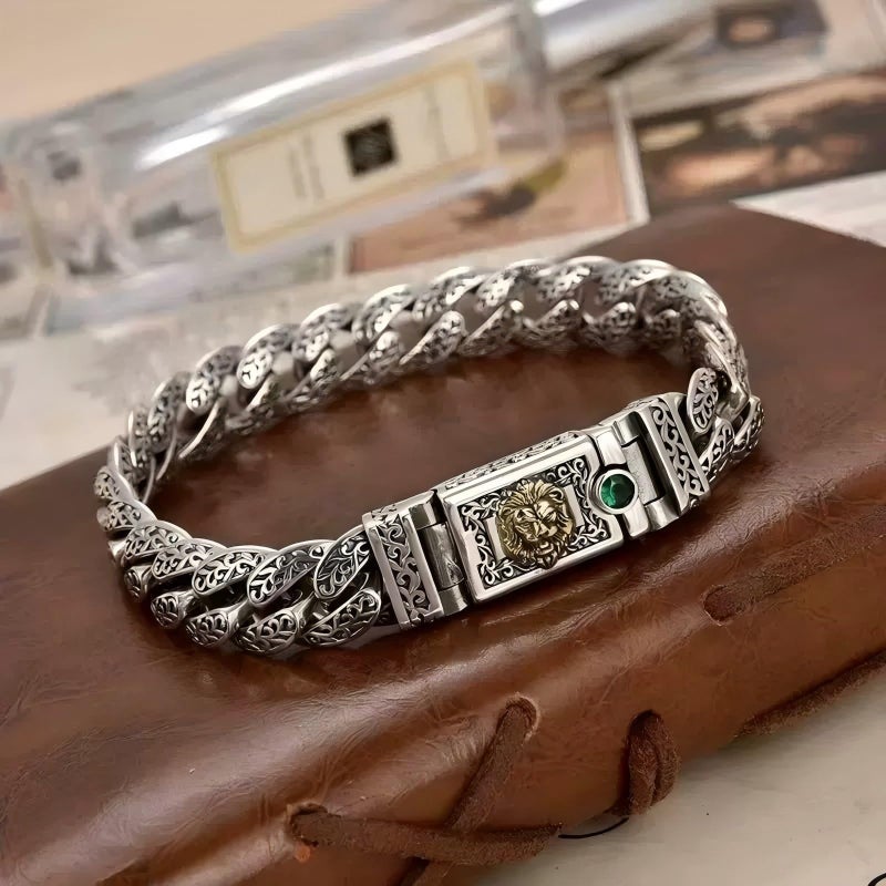 Silverso Italian Handmade Sterling Silver Mens Bracelets | Solid S925 Chain Bracelets | Men's Silver Bracelet Gift for Dad, Boyfriend, Son, My Man (8.6" Lion) - Image 4