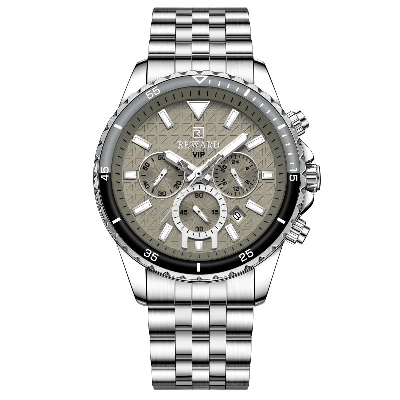 REWARD Mens Wrist Watches Fashion Business Dress Stainless Steel Wristwatch for Men ChronographWaterproofLuminousDate Sport Mens Quartz Watch BlackSilverBlueGreen - Image 2