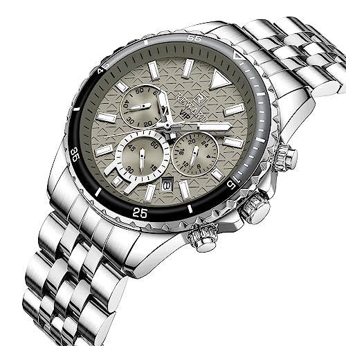 REWARD Mens Wrist Watches Fashion Business Dress Stainless Steel Wristwatch for Men ChronographWaterproofLuminousDate Sport Mens Quartz Watch BlackSilverBlueGreen - Image 3