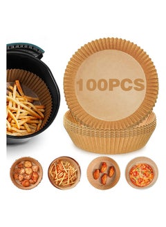 Generic 100 PCS Air Fryer Disposable Paper Liner, Non-stick Disposable Air Fryer Liners, Baking Paper for Air Fryer Microwave Oil-proof, Water-proof, Unperforated Round Paper Liner (Natural Color, 6.3 Inch)  - Image 1