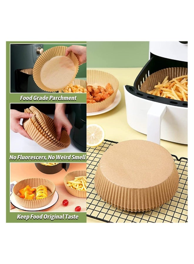 100 قطعة ورق للهواء المقلي القابل للتصرف، ورق مقاوم للالتصاق القابل للتصرف، ورق الخبز للهواء المقلي والميكروويف مقاوم للزيت، مقاوم للماء، ورق دائري غير مثقوب (لون طبيعي، 6.3 بوصة) - Image 4