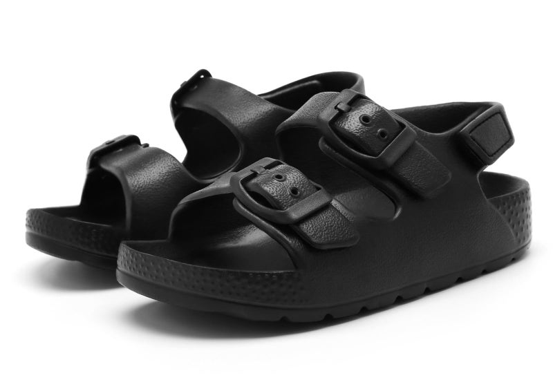 INMINPIN Toddler Boys Girls Buckle Sandals Comfort Open Toe Sandal with Adjustable Back Strap, Black, 7 Toddler - Image 5