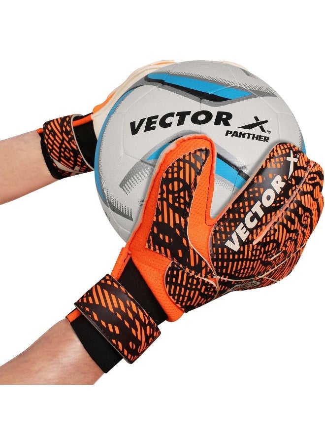 Vector X FAZER Goalkeeper Gloves – Soccer Finger Save Gloves for Youth & Adults, Training & Matches, Size 8, White-Orange - Image 5
