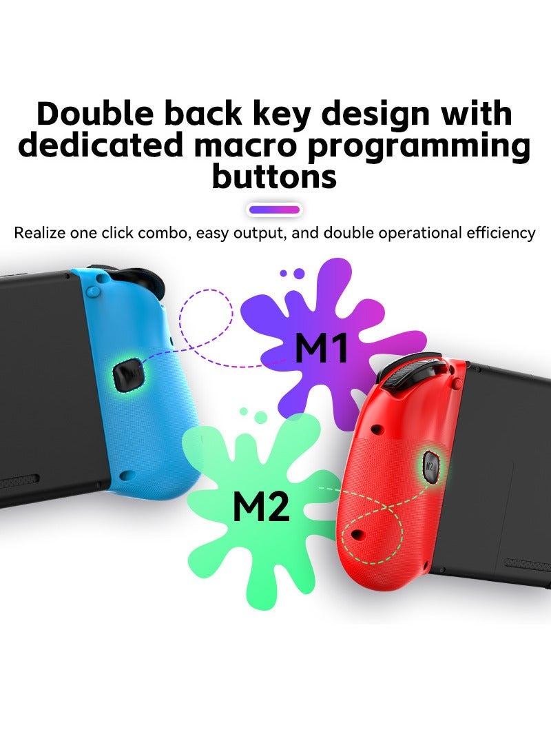 وحدة تحكم Switch Joy-Con JOY-04: برمجة ماكرو، جيروسكوب، اهتزاز مزدوج، وضع توربو، وتصميم مريح (أحمر وأزرق) - Image 3