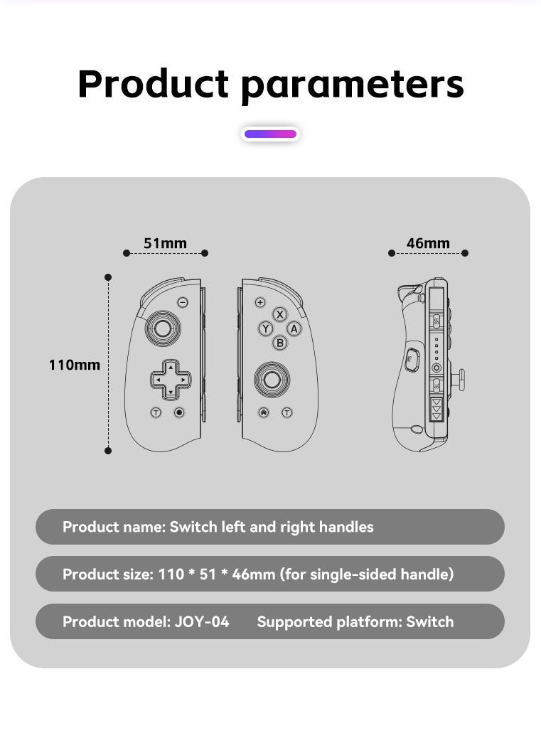 وحدة تحكم Switch Joy-Con JOY-04: برمجة ماكرو، جيروسكوب، اهتزاز مزدوج، وضع توربو، وتصميم مريح (أحمر وأزرق)