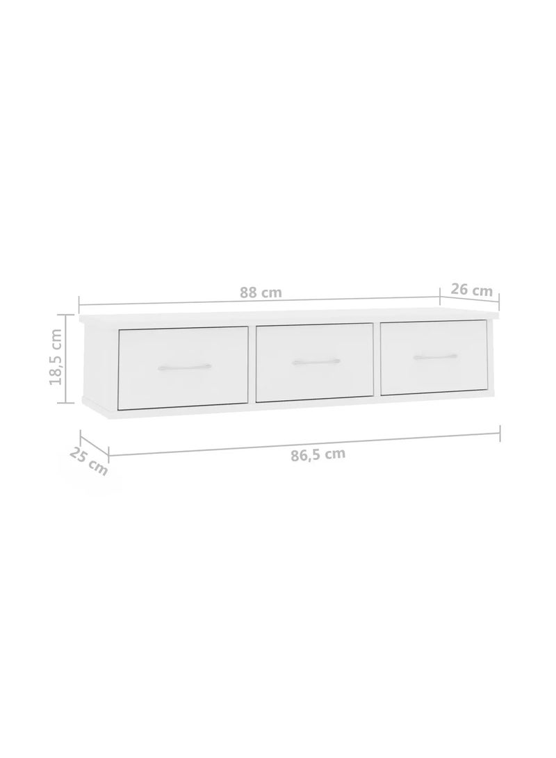 فيداكسل رف درج مثبت على الحائط باللون الأبيض مقاس 88x26x18.5 سم من الخشب الهندسي  - Image 5