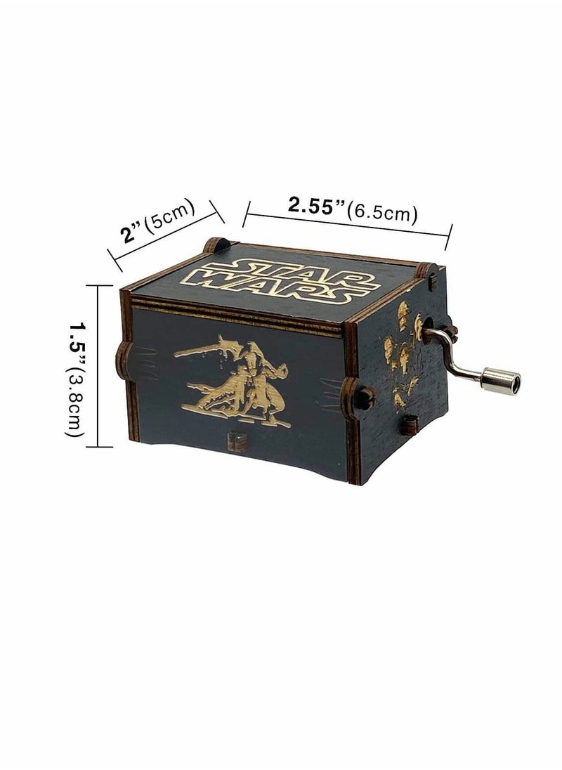 Generic - Star Wars Wooden Music Box, Hand Crank Vintage Musical Decor, Laser Engraved Mini Antique Gift for Weddings, Birthdays, and Special Occasions, Unique Home Decoration (Black) - Image 1
