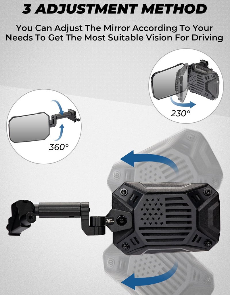 JOYTUTUS Mirrors Doors Off Compatible with 2018-2023 Wrangler JL/JLU & Gladiator JT, JL Side Mirrors with Ball Adapter, Wider View No Vibrate & Wobble (NOT FIT 2024-2026 Wrangler & Gladiator JT) - Image 5